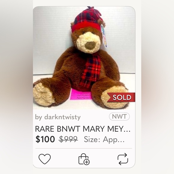 JUMBO RARE VHTF BNWT Mary Meyer Huge Blue Teddy Bear GREAT GIFT - Picture 15 of 16